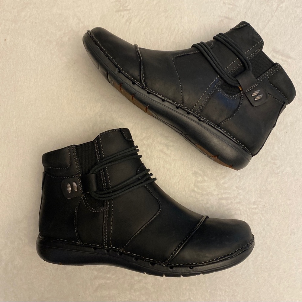 Women’s Clarks Unstructured Un Loop Up Black Leat… - image 5